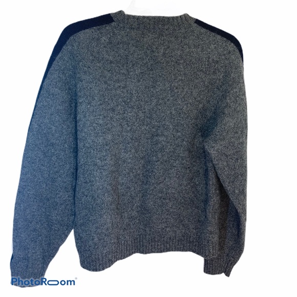 J. Crew Men’s 100% wool sweater grey with blue XL - Picture 3 of 6